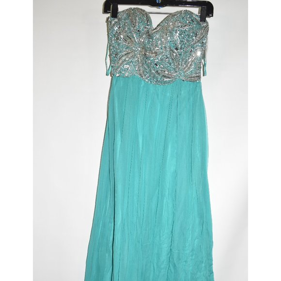 Sean Collection Embellished Strapless Silk Gown BLUE SIZE 2 - Picture 4 of 7